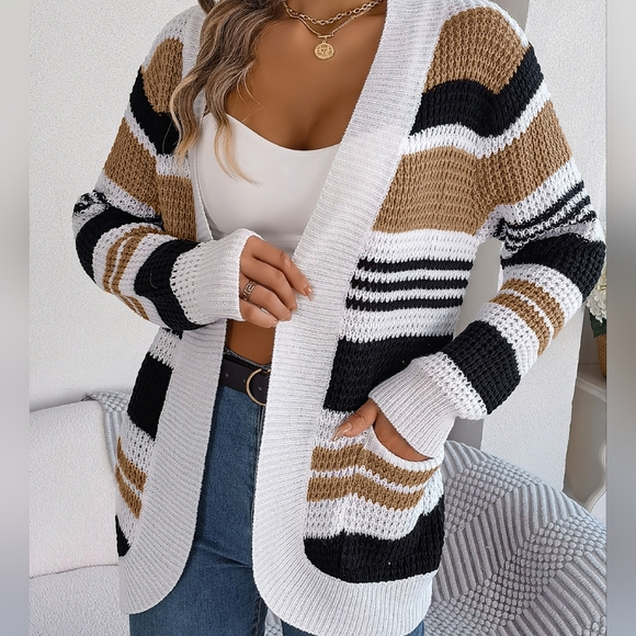 Cozy & Stylish Striped Cardigan - Picture 1 of 5